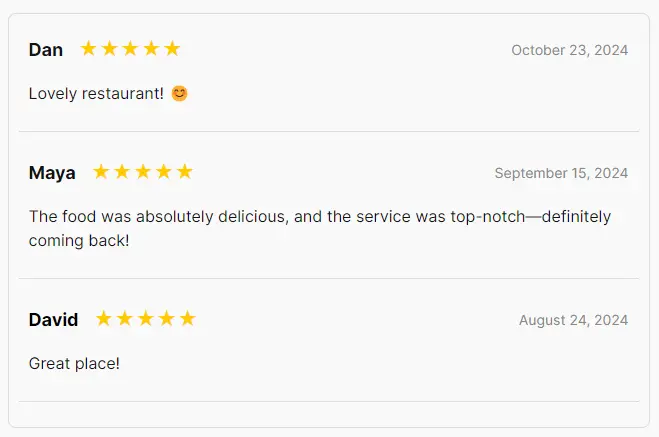 Restaurant Reviews